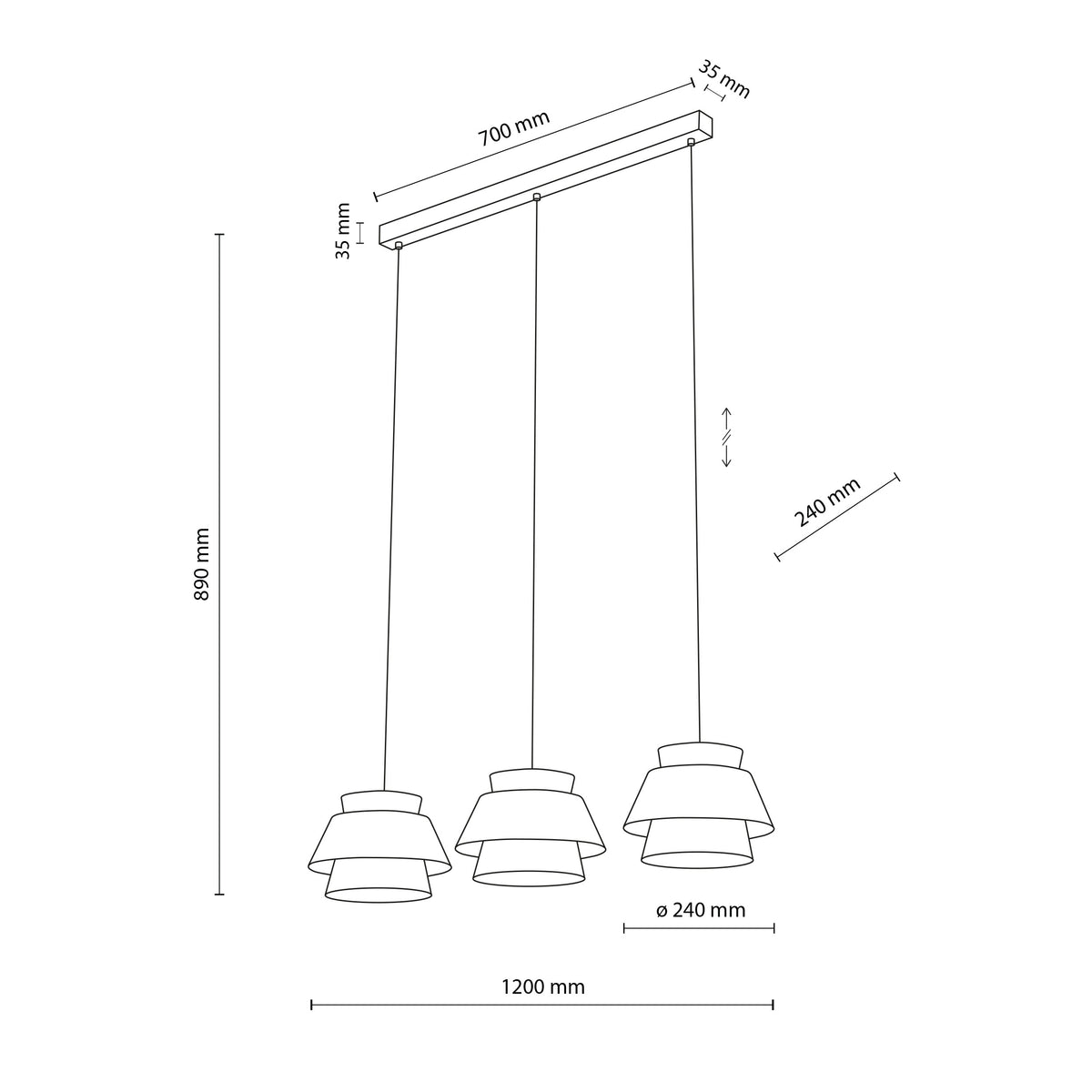 Lustră TK Lighting Kalum, lemn, 3 x E27, 11810