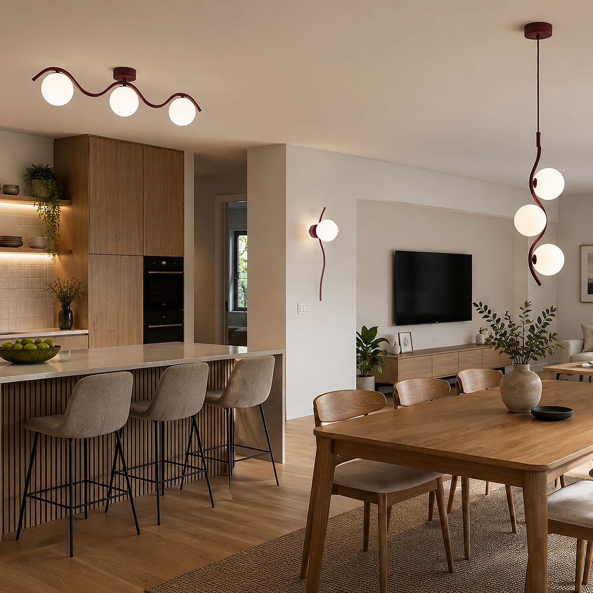 Plafonieră TK Lighting Ancona, burgund, 3 x G9, 11830