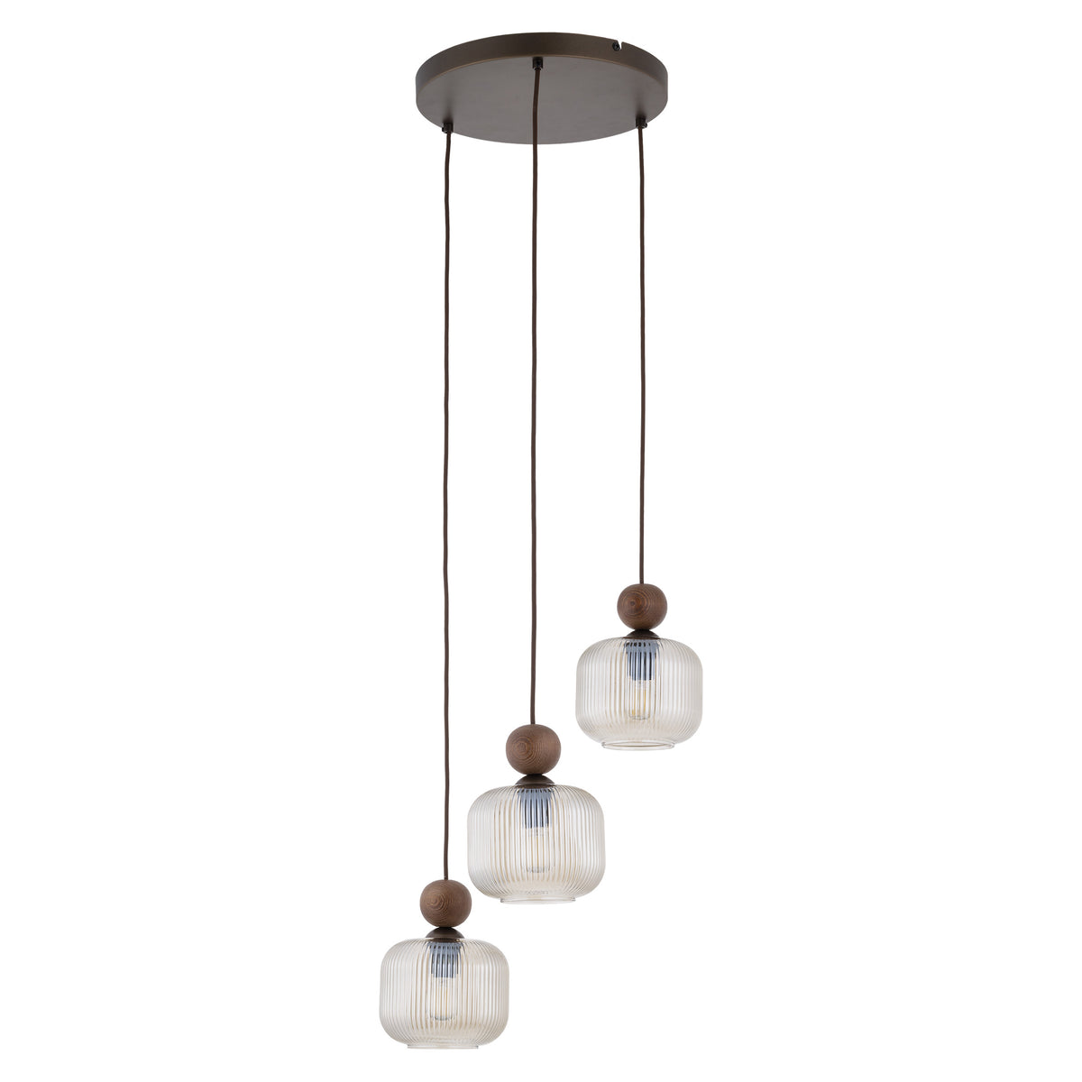 Lustră TK Lighting Ballo Rotund, nuc, 3 x E14, 11838