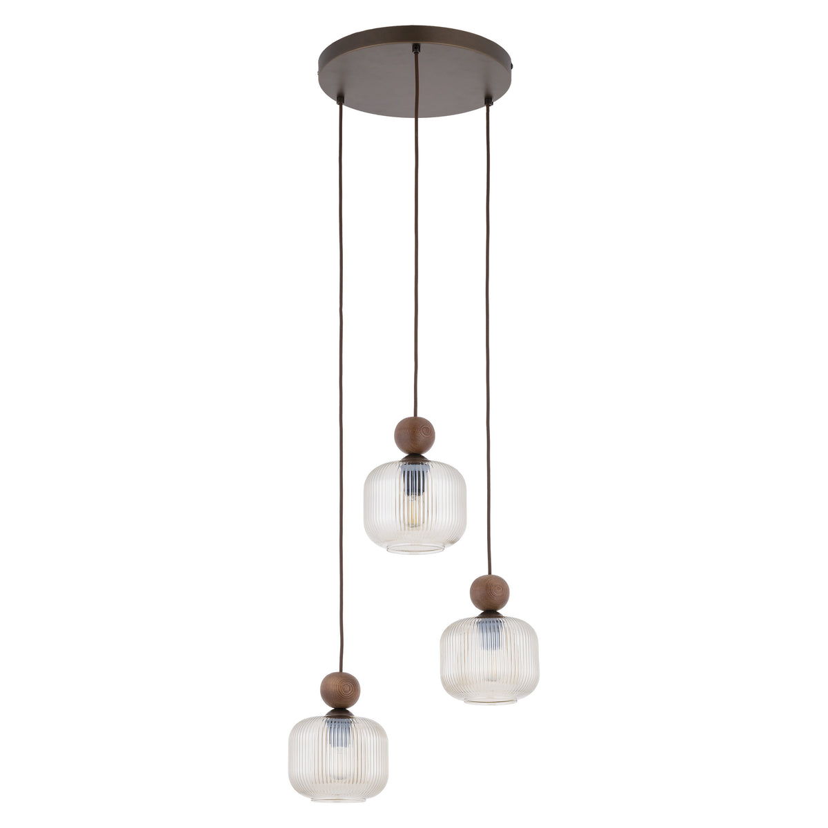 Lustră TK Lighting Ballo Rotund, nuc, 3 x E14, 11838
