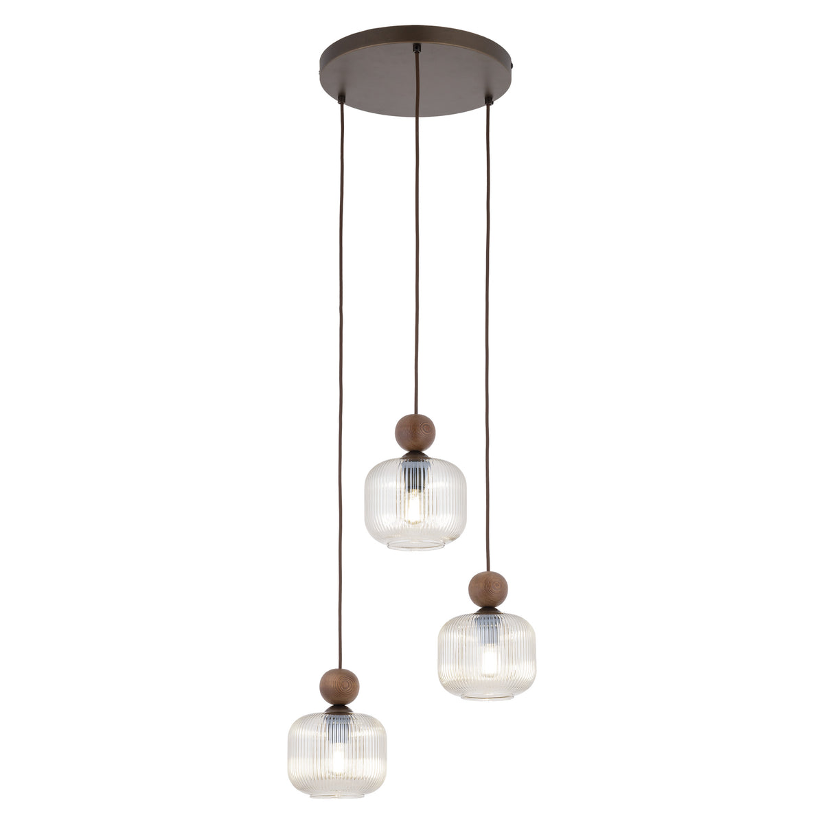 Lustră TK Lighting Ballo Rotund, nuc, 3 x E14, 11838