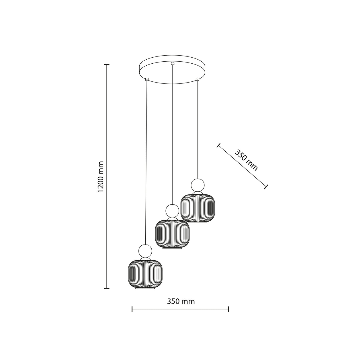 Lustră TK Lighting Ballo Rotund, nuc, 3 x E14, 11838