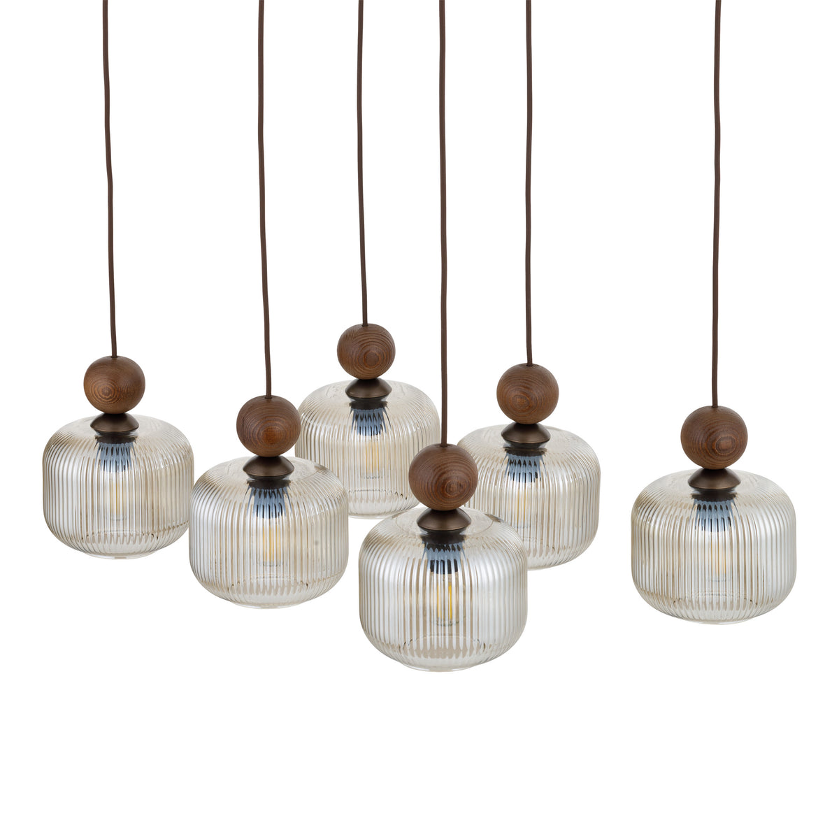 Lustră TK Lighting Ballo, nuc, 6 x E14, 11840