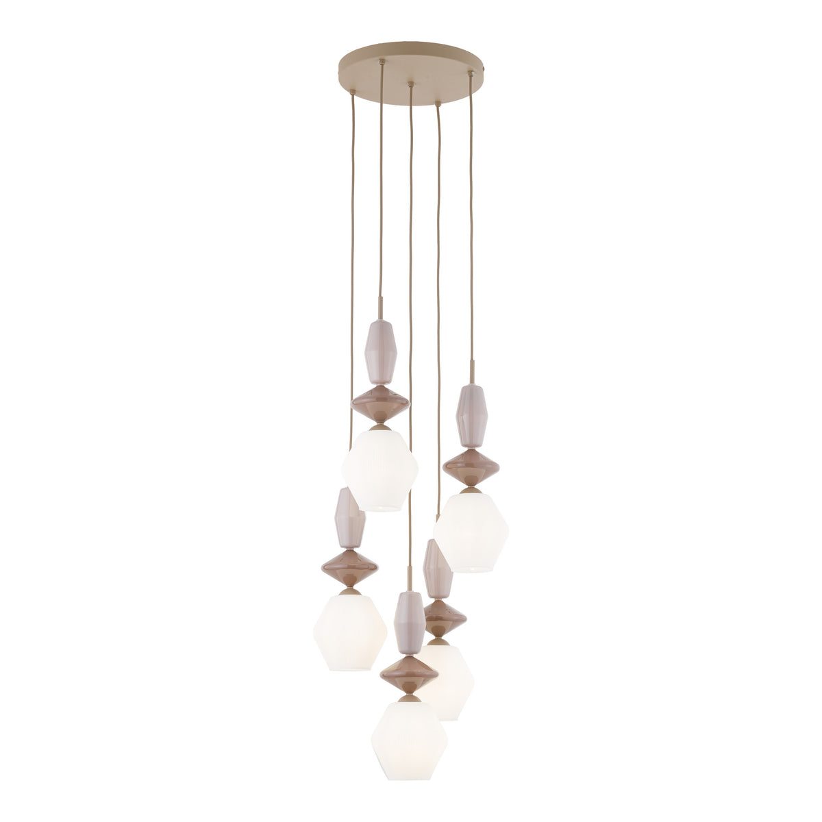 Lustră TK Lighting Zen Fuso Rotund, nisip, alb, 5 x E14, 11864