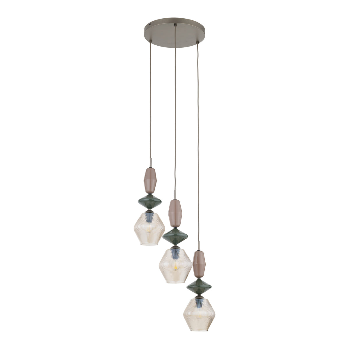 Lustră TK Lighting Zen Fuso Rotund, maro, coniac, 3 x E14, 11867