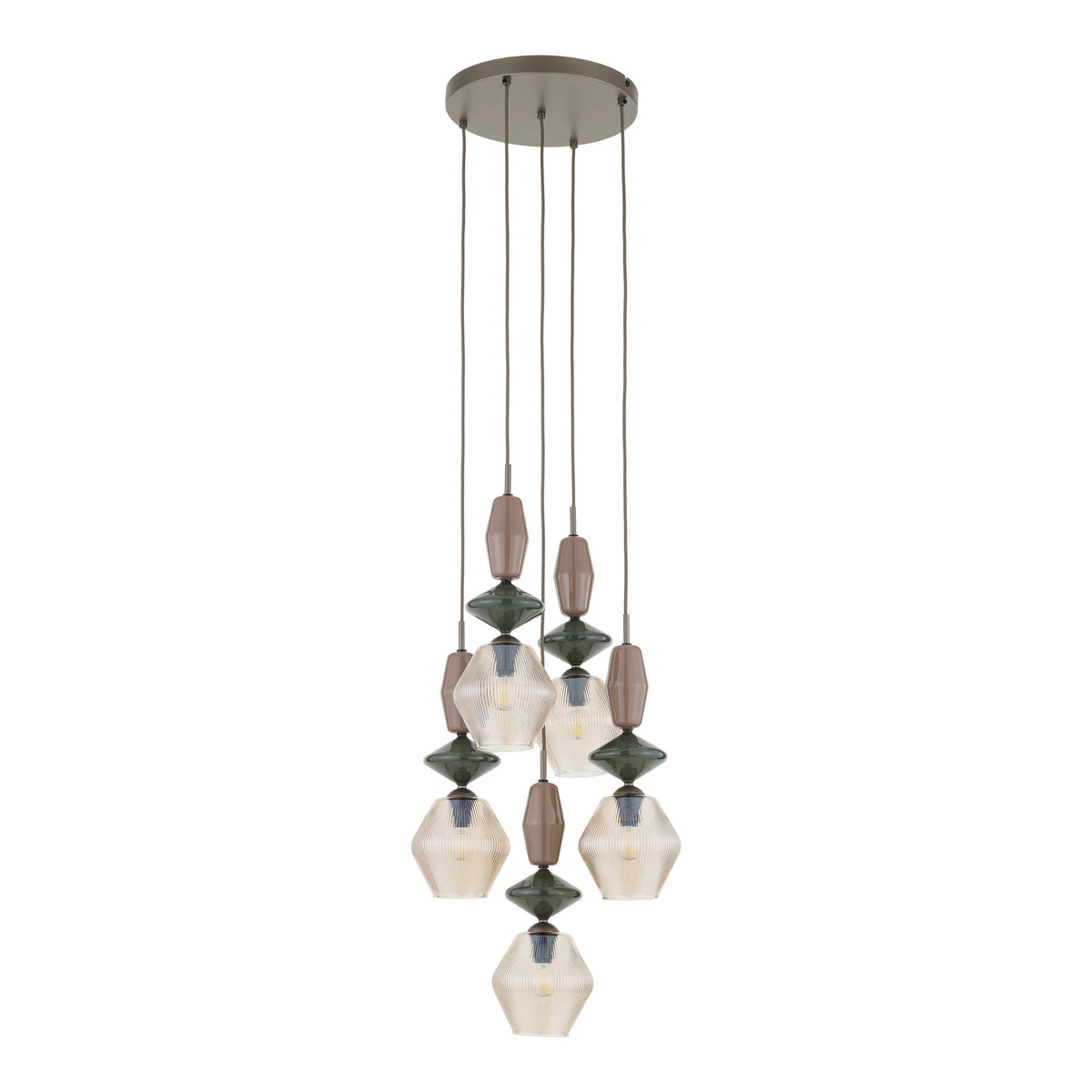 Lustră TK Lighting Zen Fuso Rotund, maro, coniac, 5 x E14, 11869