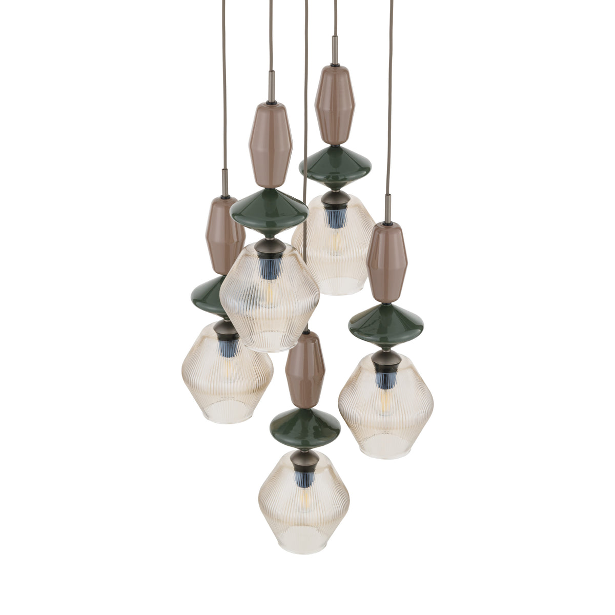 Lustră TK Lighting Zen Fuso Rotund, maro, coniac, 5 x E14, 11869