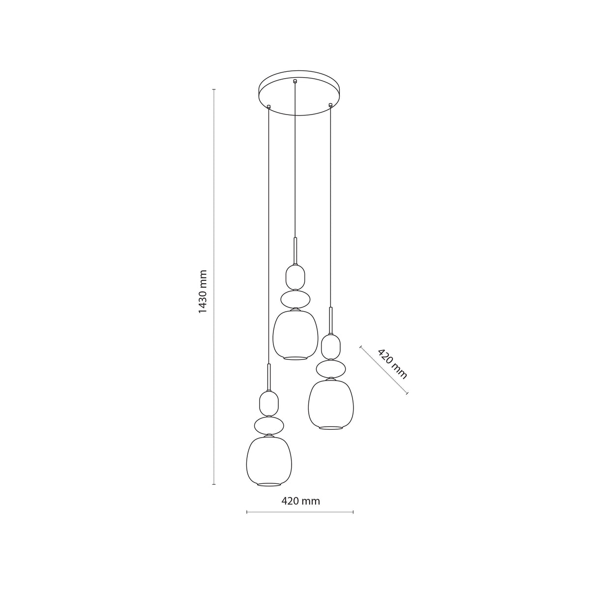 Lustră TK Lighting Zen Botti Rotund, nisip, alb, 3 x E14, 11872