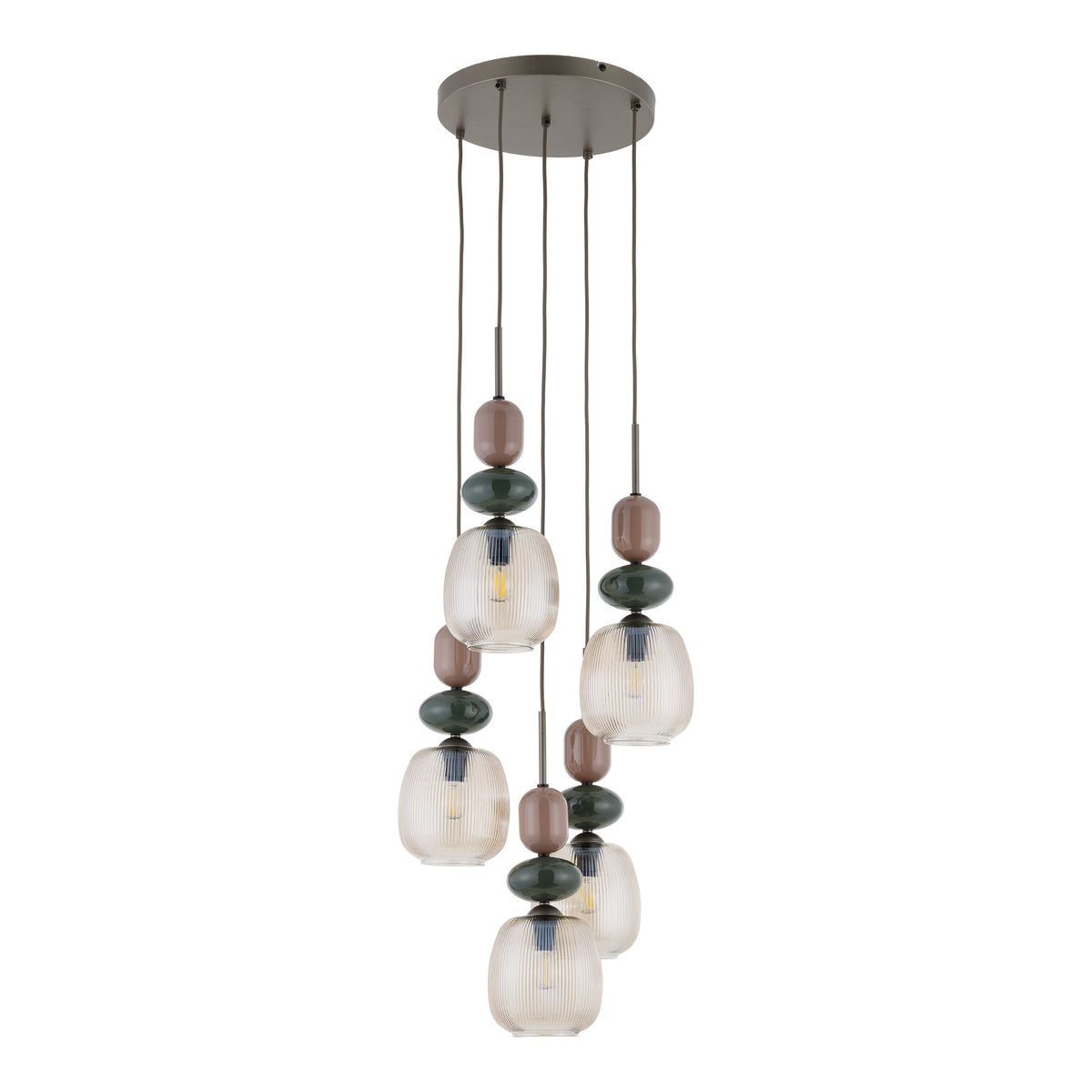 Lustră TK Lighting Zen Botti Rotund, maro, coniac, 5 x E14, 11879