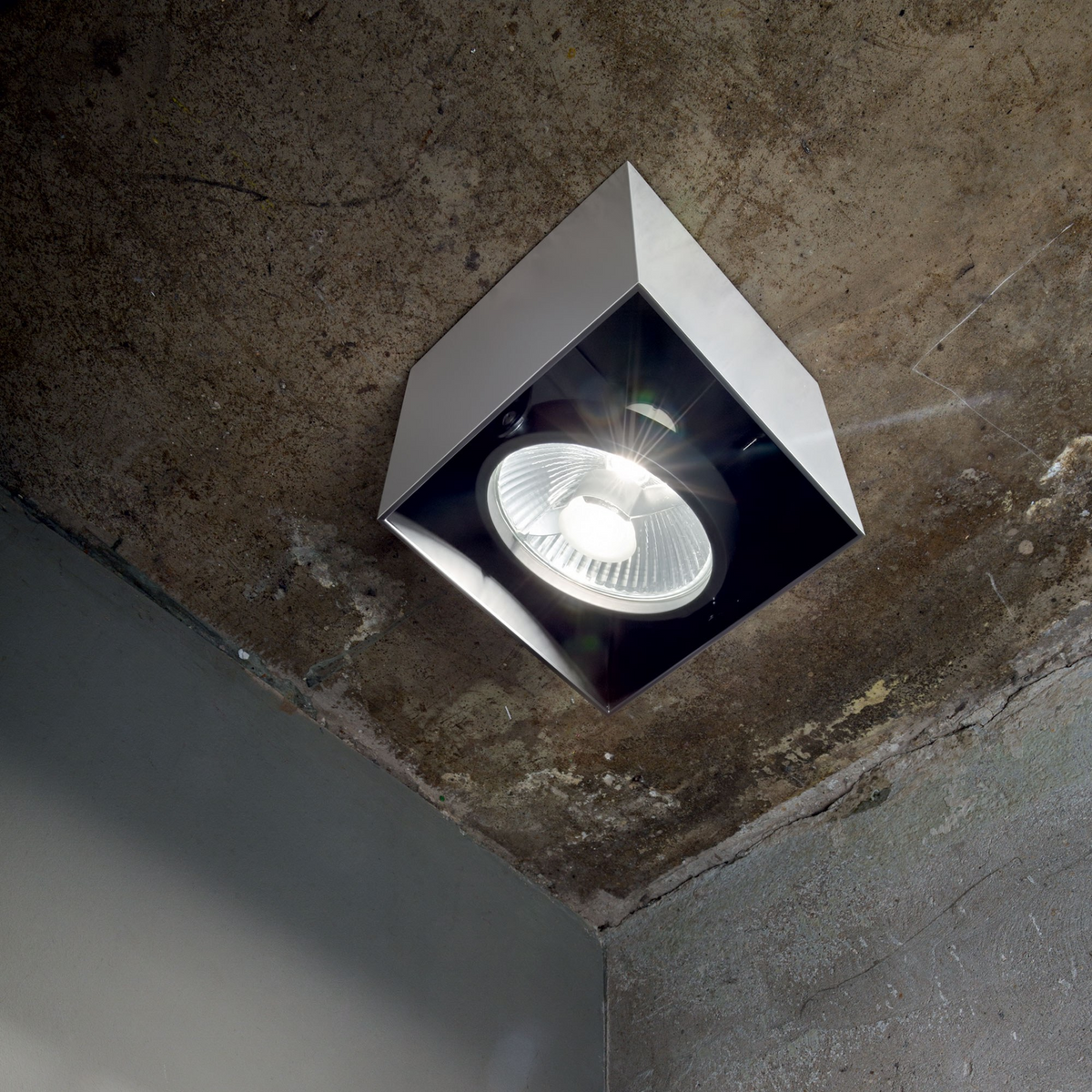 Plafonieră Ideal Lux Mood PL1 Square, alb, Ø9 cm, 140902