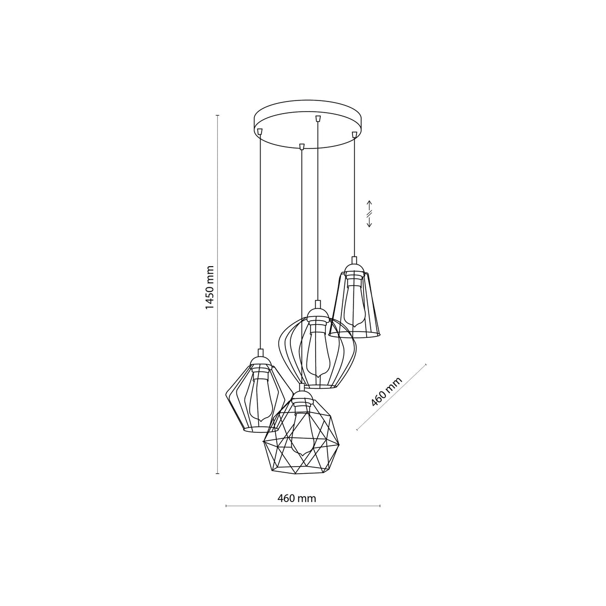Lustră TK Lighting Galaxy 4, 4 x E27, 1643