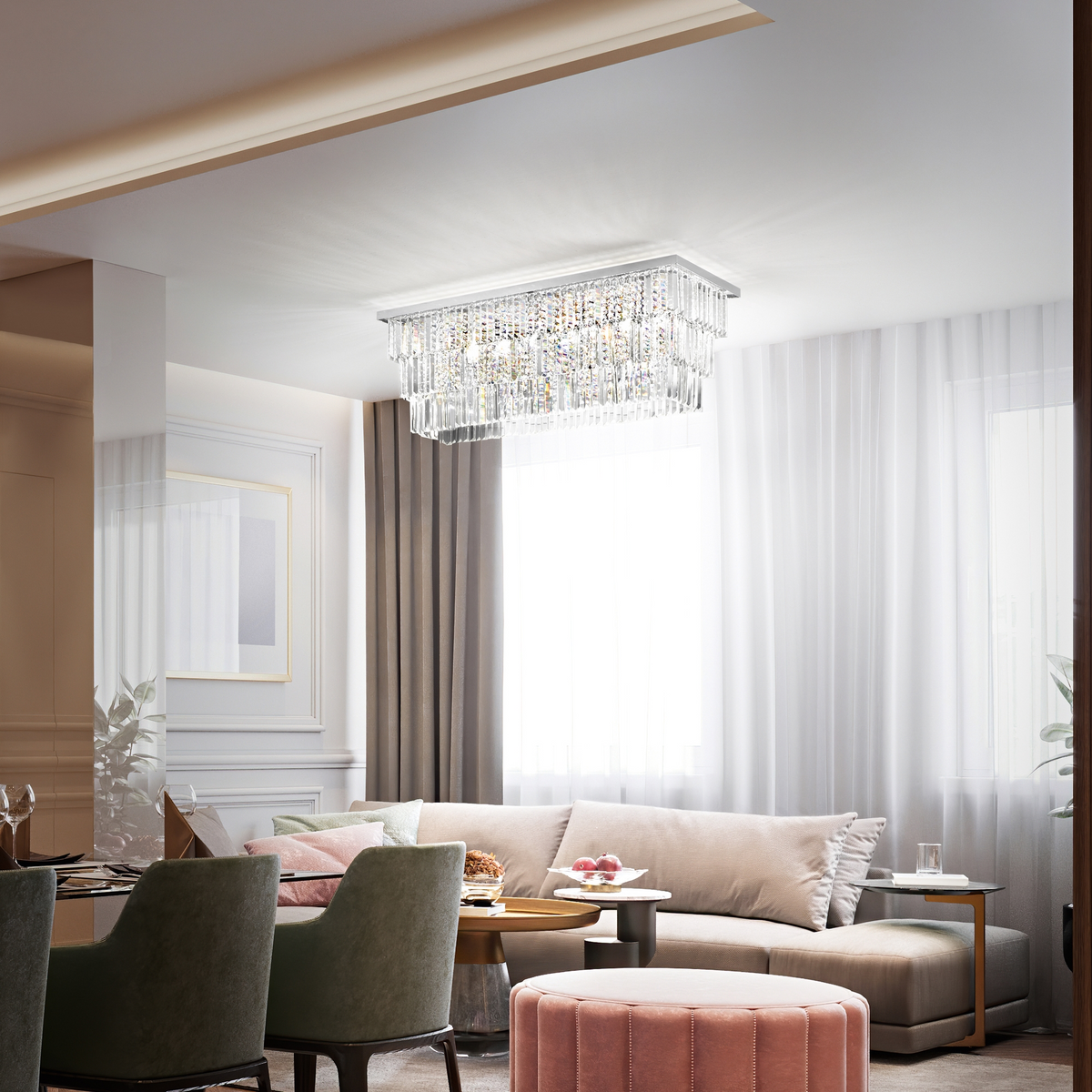 Plafonieră Ideal Lux Martinez PL8, crom, 166285
