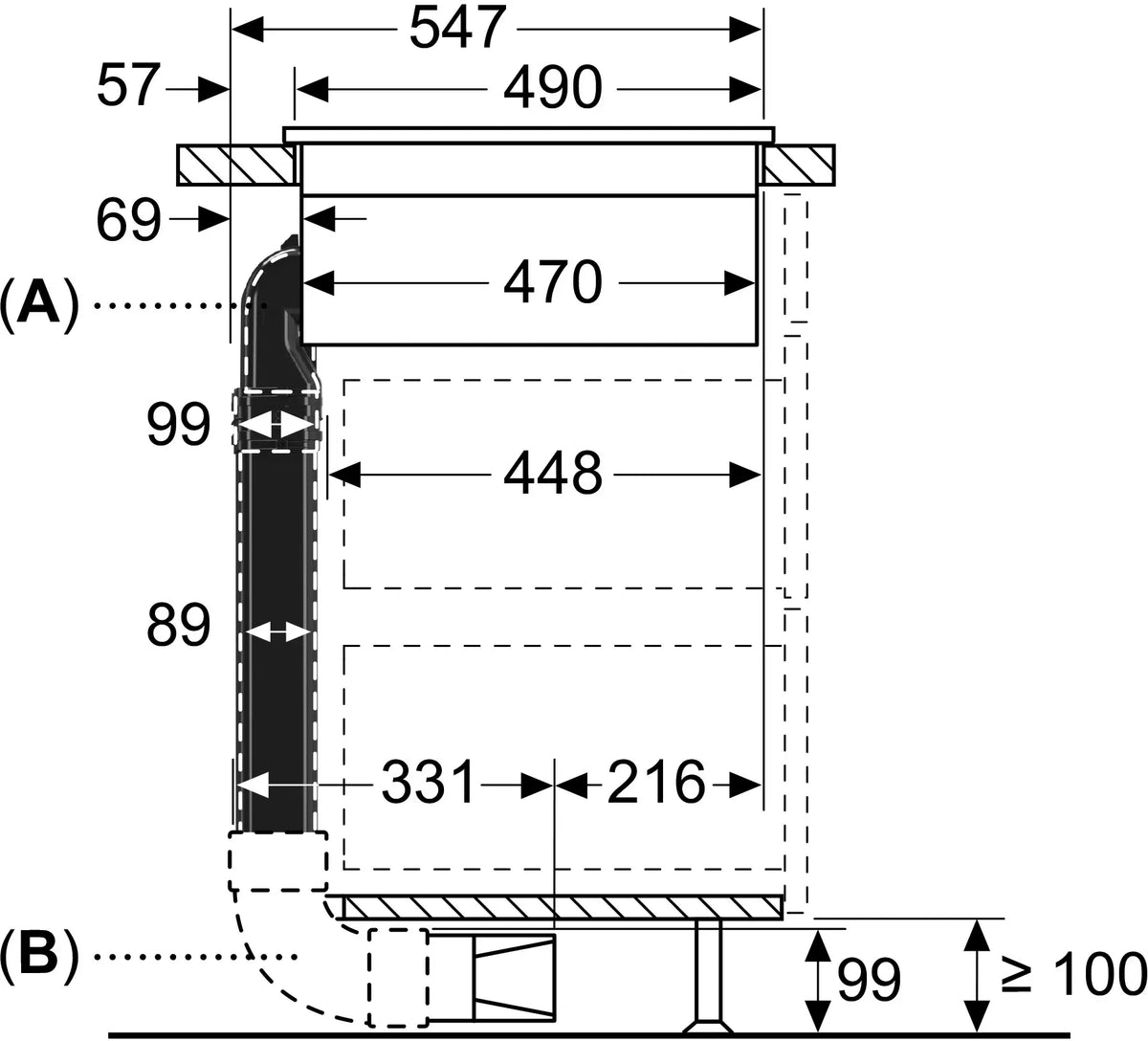 Kit de evacuare pentru blat de minimum 60 cm Bosch HEZ9VDKE1