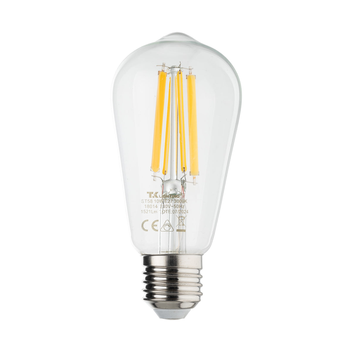 Bec LED TK Lighting E27 10W 3000K, transparent, dimabil, 18014
