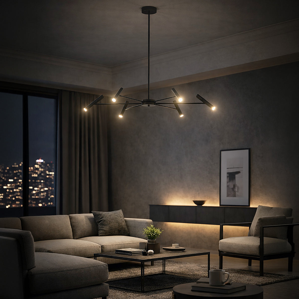 Lustră TK Lighting Niva, negru, 6 x LED, 18223