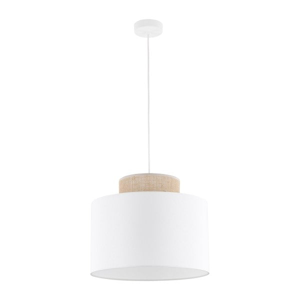 Lampă suspendată TK Lighting Duo, iută / alb, 1856