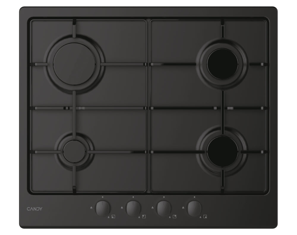 Plită pe gaz Candy CHW6BRBB, 60 cm, 4 zone, neagră
