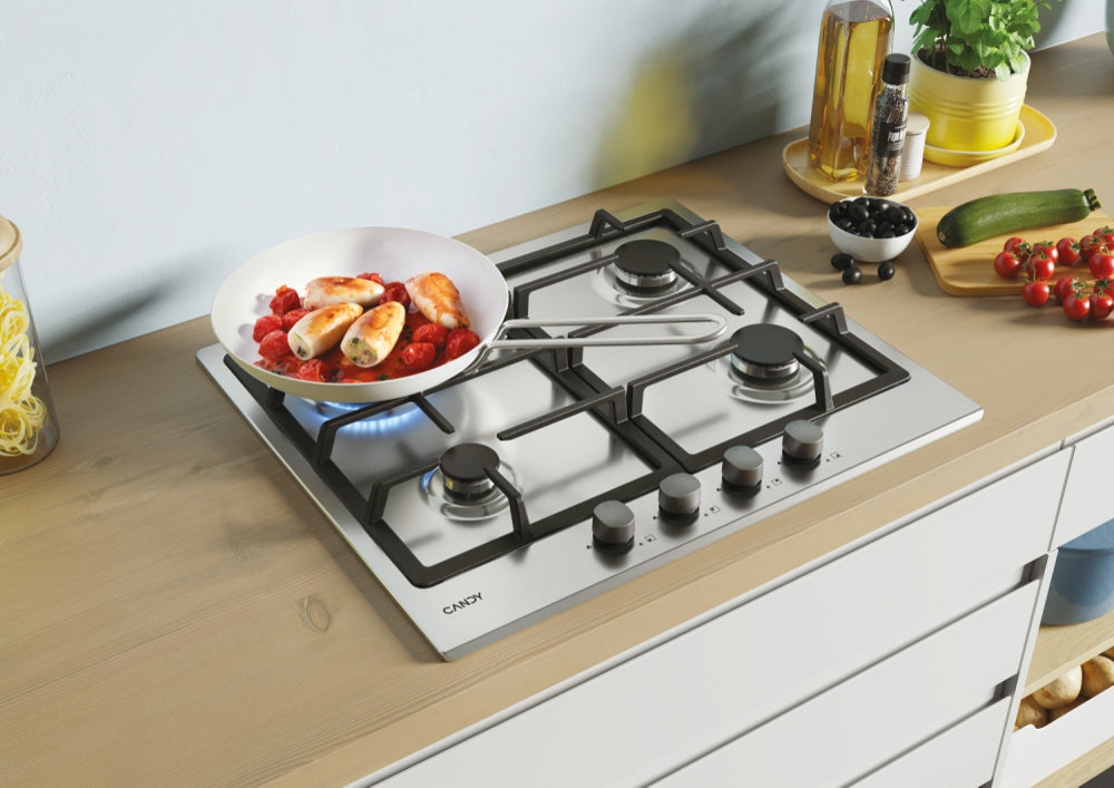 Plită pe gaz Candy CHG6BRX, 60 cm, 4 zone, inox