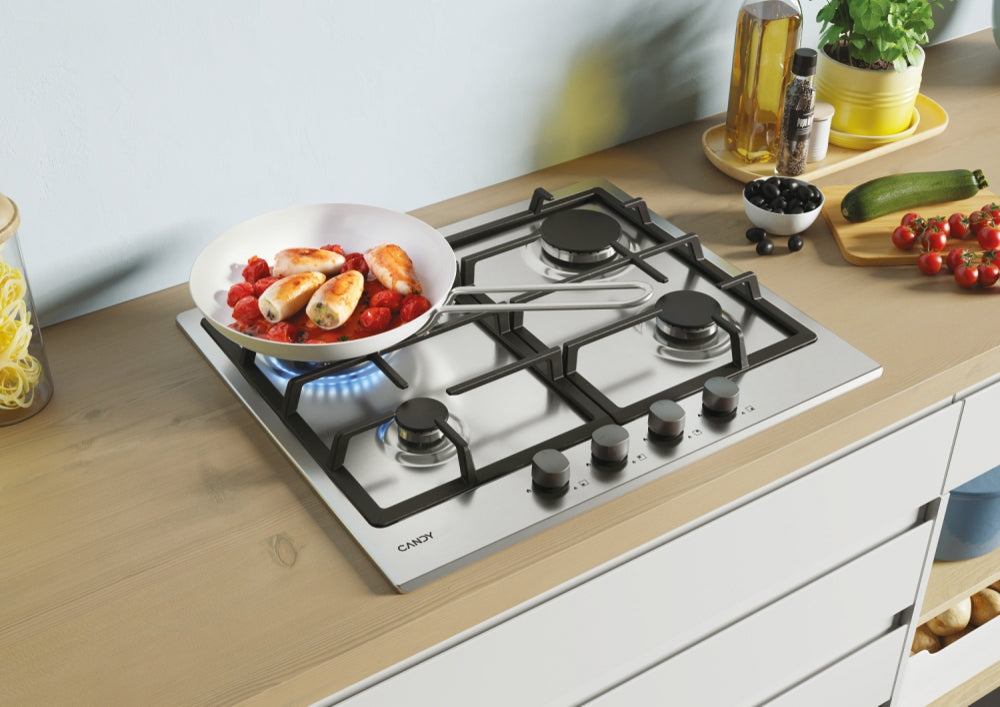 Plită pe gaz Candy CHG6BR4WX, 60 cm, 4 zone, inox