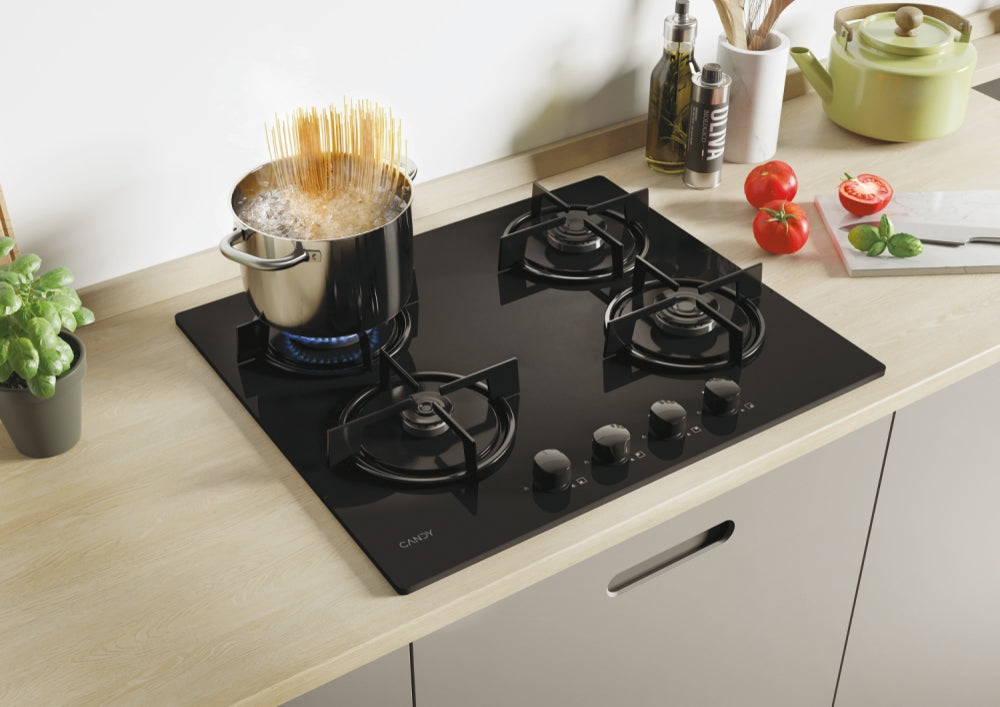 Plită pe gaz Candy CVW6BB, 60 cm, 4 zone, neagră
