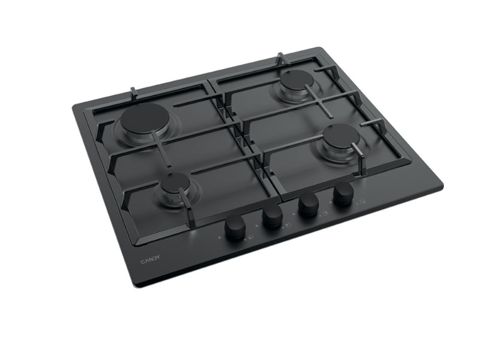Plită pe gaz Candy CHG6BRBB, 60 cm, 4 zone, neagră