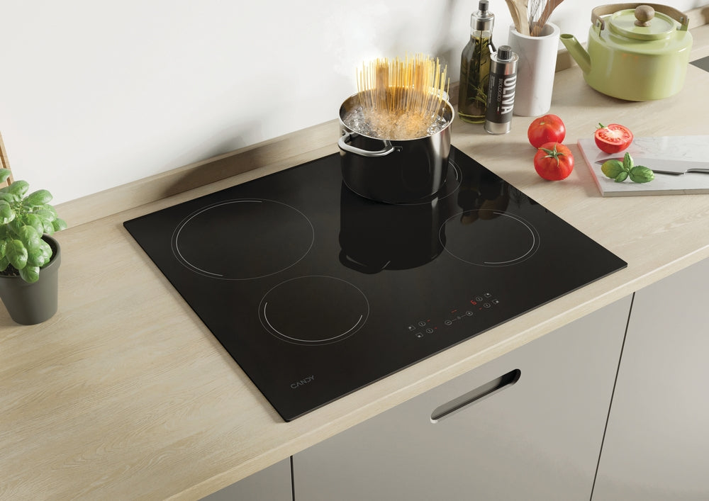 Plită vitroceramică Candy CH64CCB/4U2, 59 cm, 4 zone, neagră