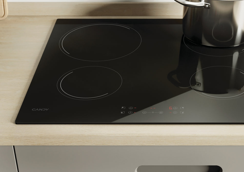 Plită vitroceramică Candy CH64CCB/4U2, 59 cm, 4 zone, neagră