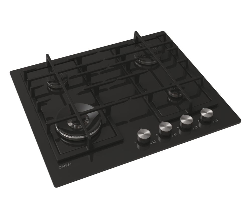 Plită pe gaz Candy CVFG6BF4PX, 60 cm, 4 zone, neagră