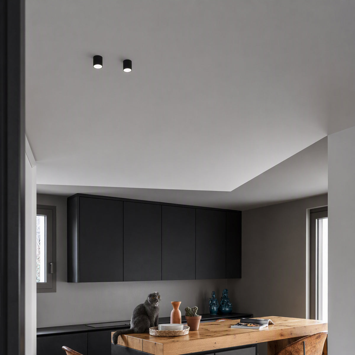 Plafonieră Ideal Lux Nitro Square 3000K, negru, Ø7 cm, 206028