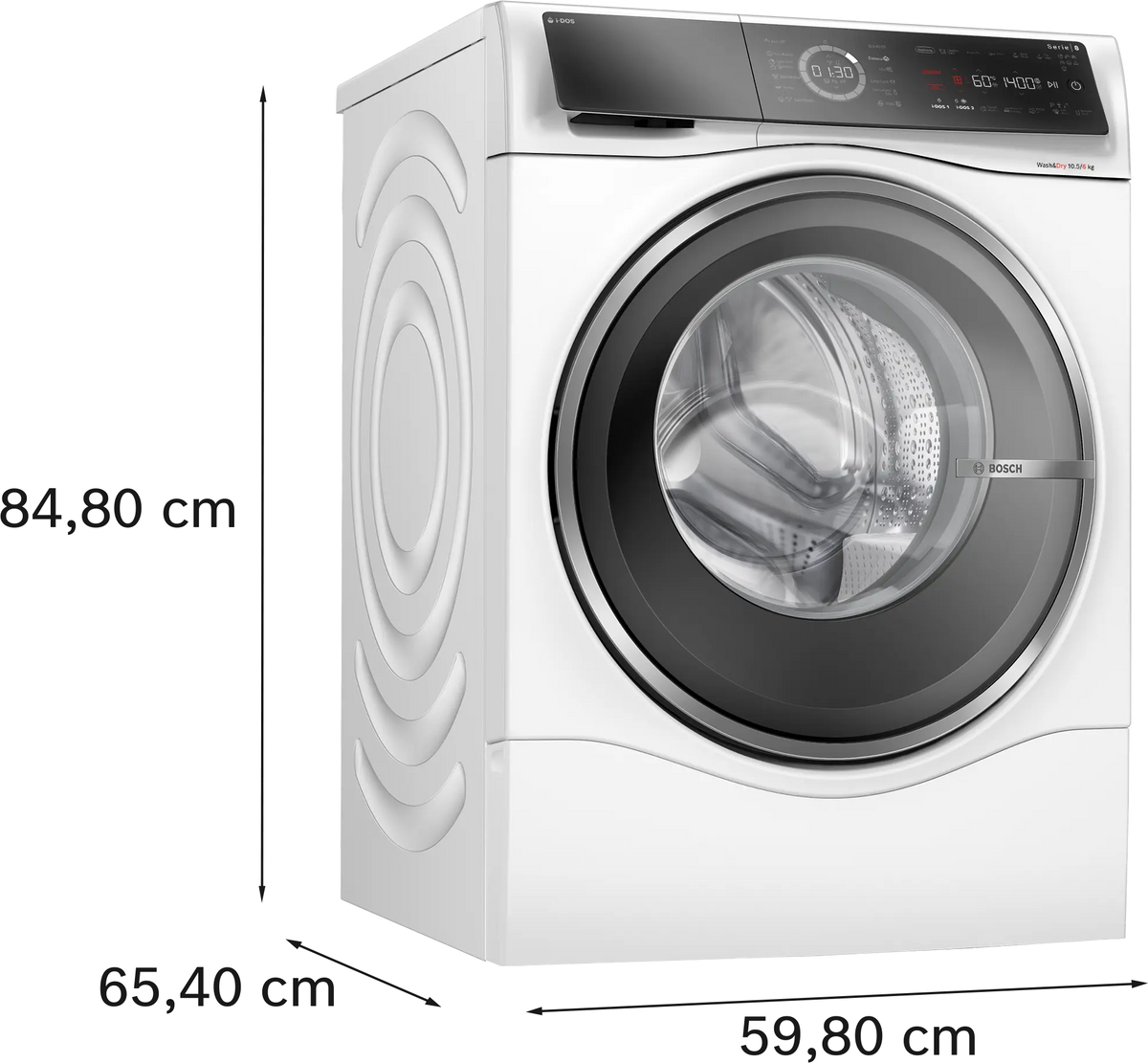Mașină de spălat rufe cu uscător Bosch WNC254A0BY, Seria 8, 10.5 kg, albă