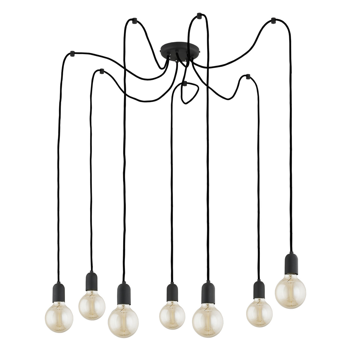 Lustră TK Lighting Qualle 7, negru, 7 x E27, 2363