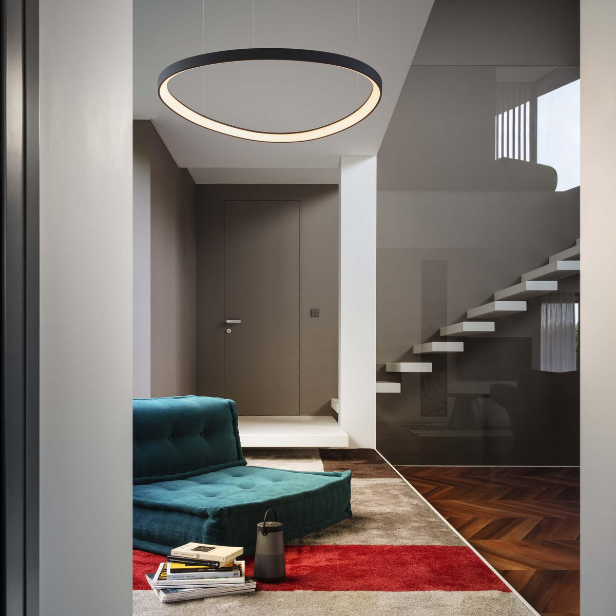 Lustră Ideal Lux Gemini ON-OFF 3000K, negru, Ø81 cm, 247281