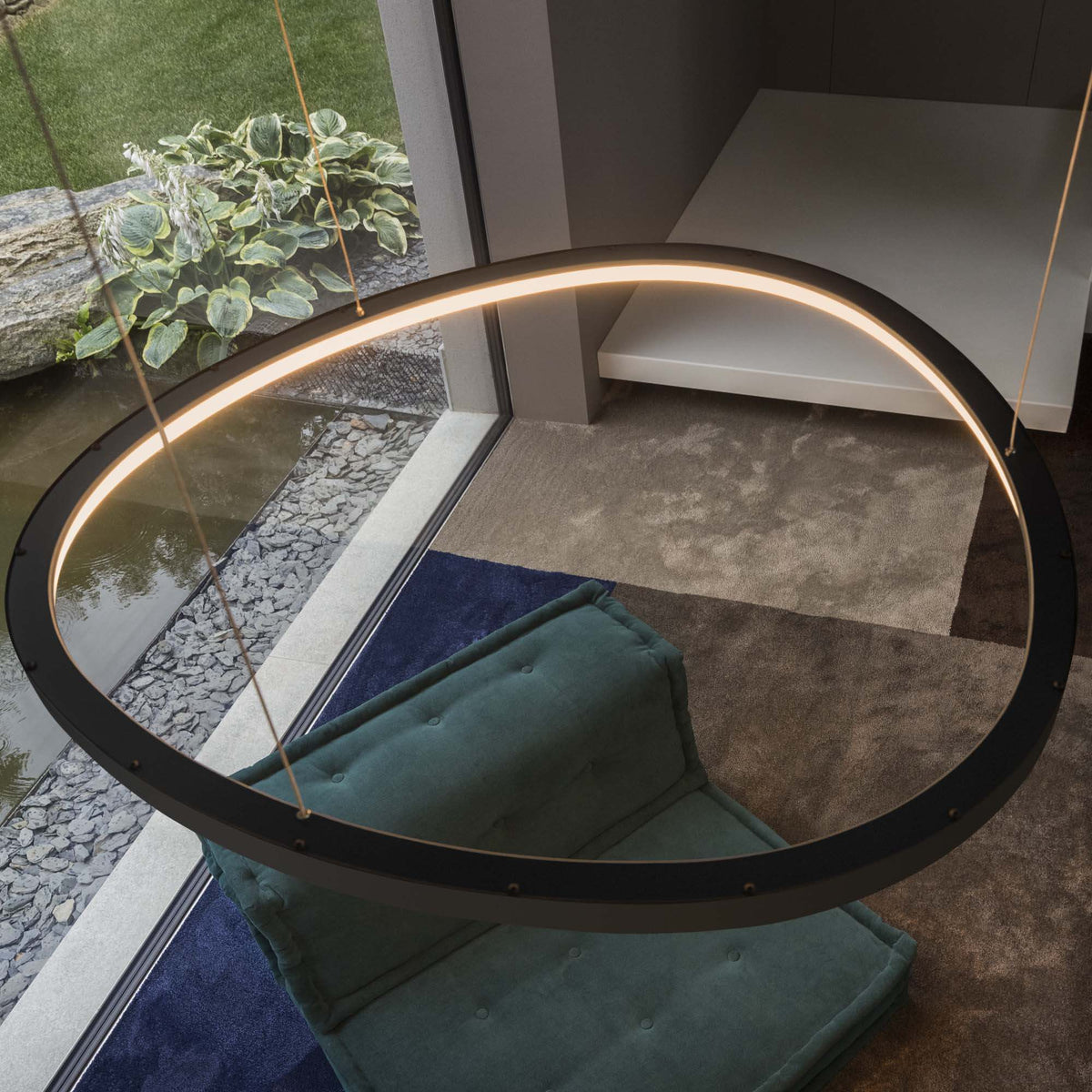 Lustră Ideal Lux Gemini ON-OFF 3000K, negru, Ø81 cm, 247281