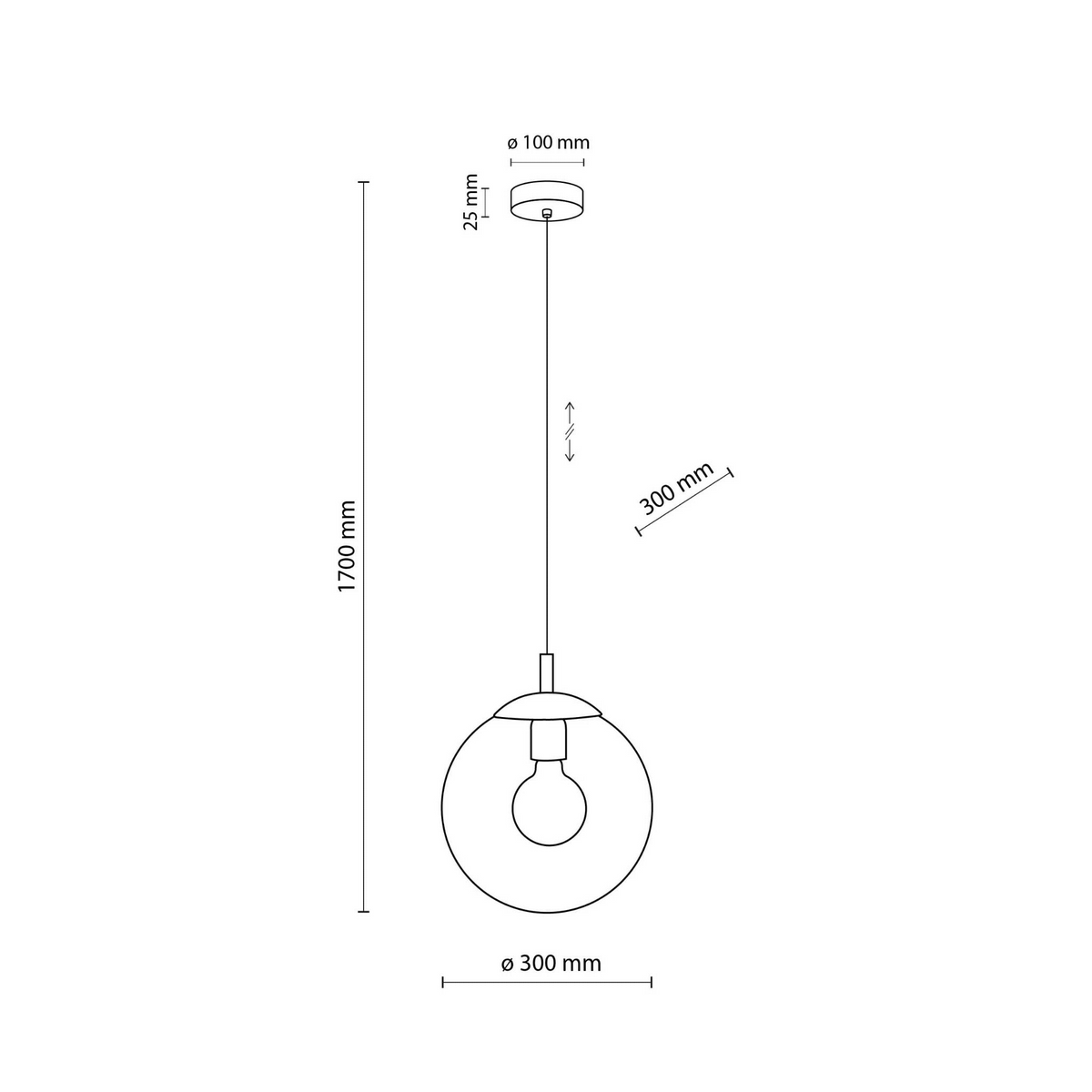 Lampă suspendată TK Lighting Esme 1 300, transparent, 3267