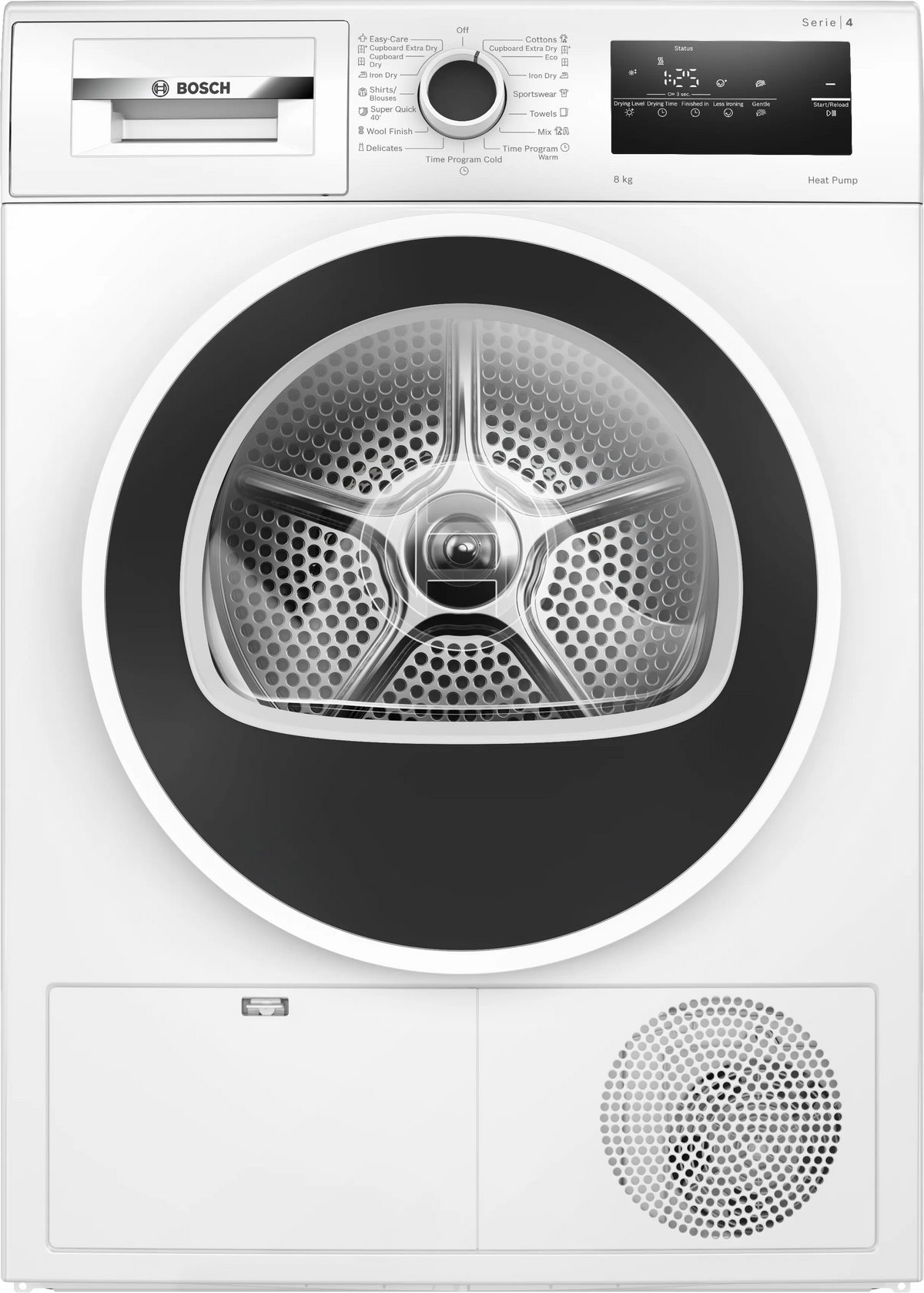 Uscător de rufe Bosch WTH83256BY, Seria 4, 8 kg, pompă de căldură, alb