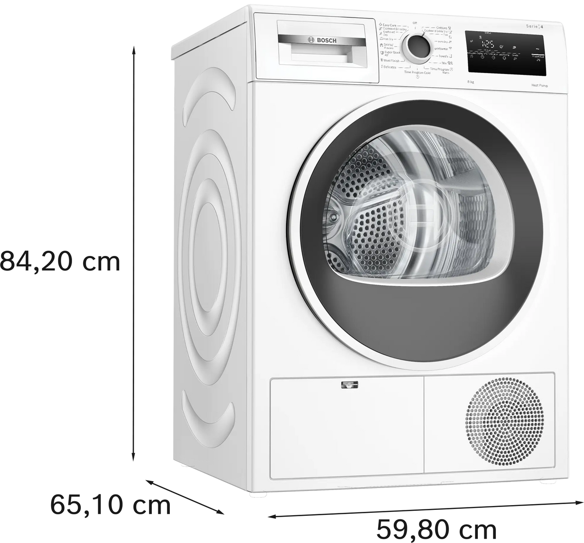 Uscător de rufe Bosch WTH83256BY, Seria 4, 8 kg, pompă de căldură, alb