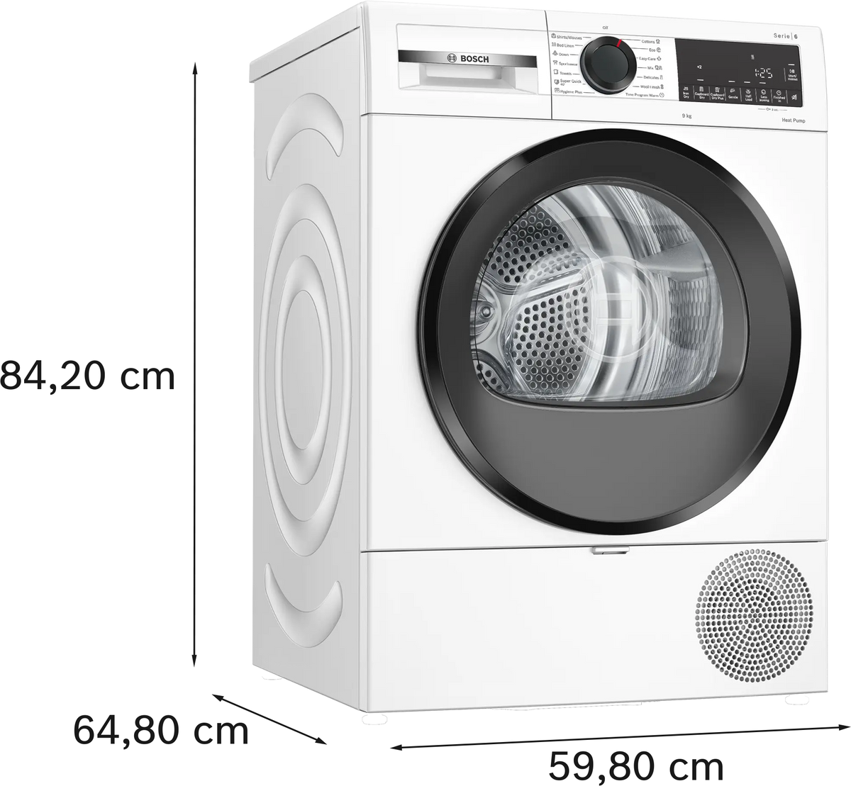 Uscător de rufe Bosch WQG243DNBY, Seria 6, 9 kg, pompă de căldură, alb