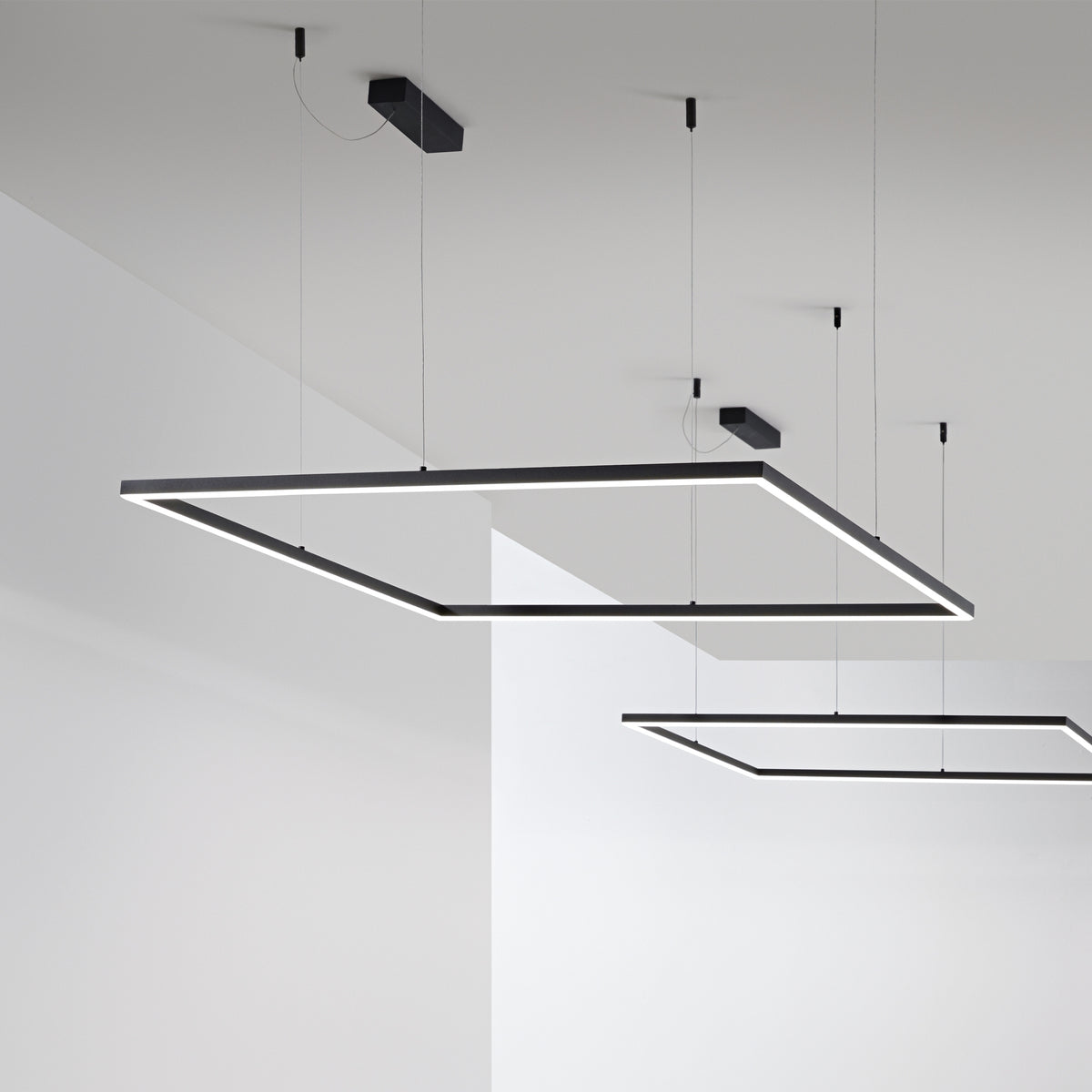 Lustră Ideal Lux Oracle Slim Square 3000K ON-OFF, negru, Ø90 cm, 259208