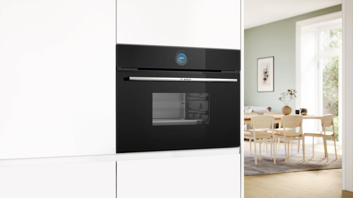 Cuptor compact încorporabil cu abur Bosch CDG714XB1, Seria 8, 1 l, negru