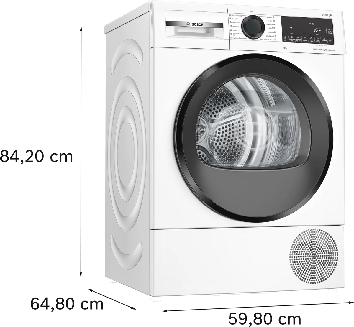 Uscător de rufe Bosch WQG24501BY, Seria 6, 9 kg, pompă de căldură, alb