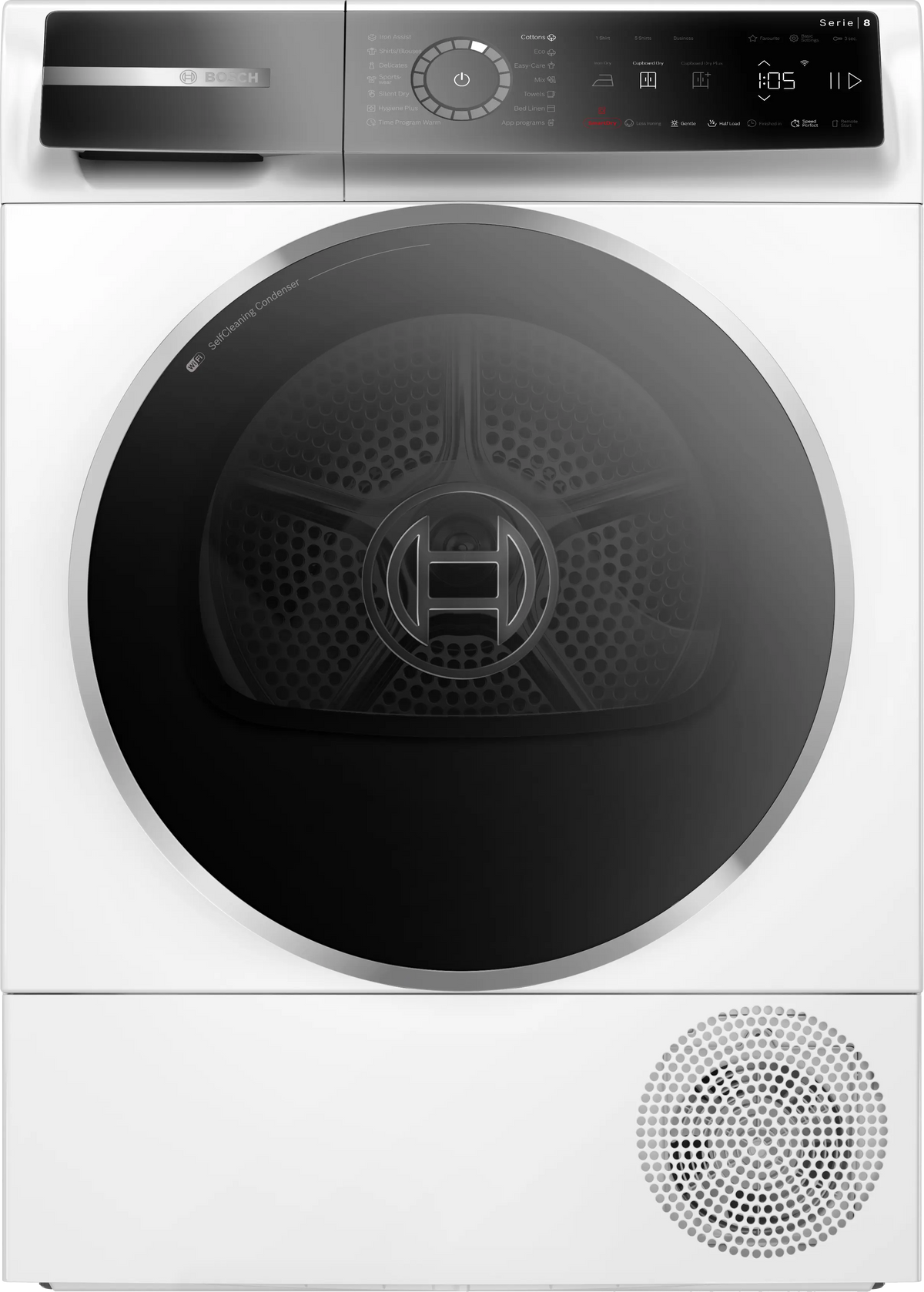 Uscător de rufe Bosch WQB246CNBY, Seria 8, 9 kg, pompă de căldură, alb