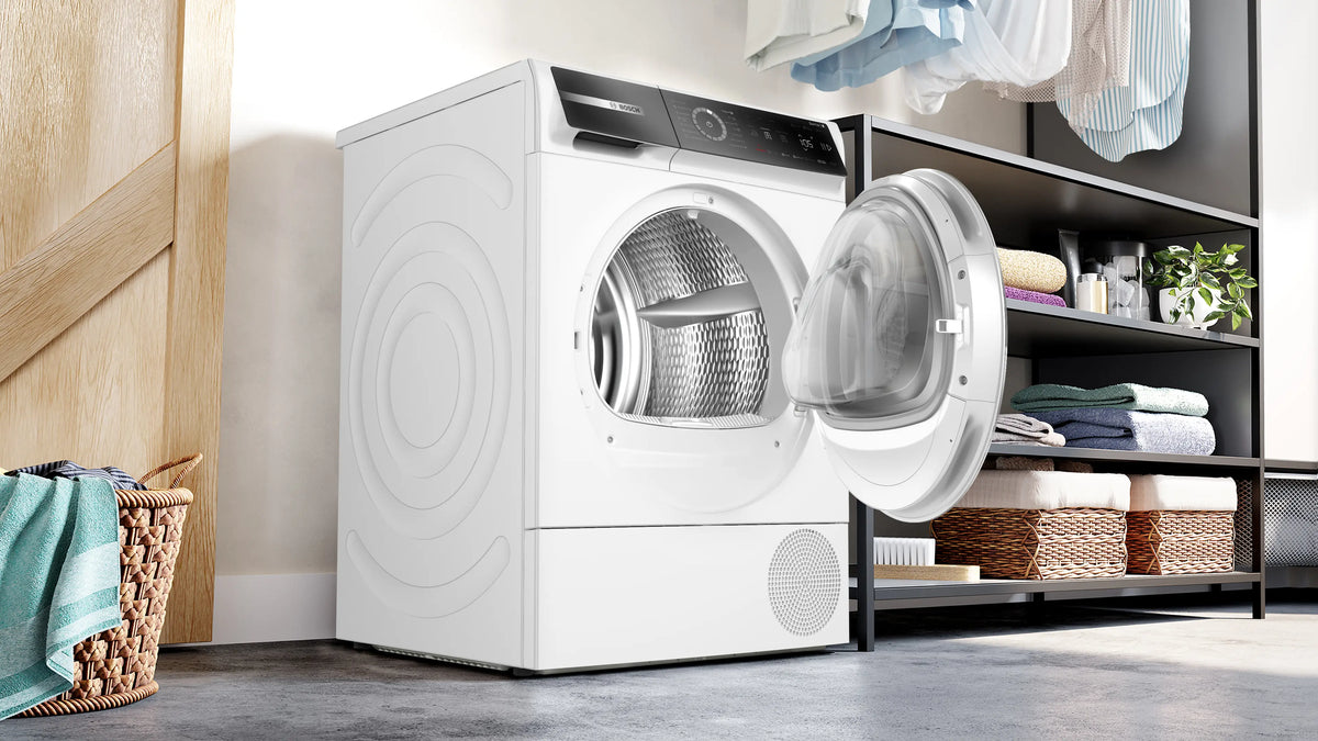 Uscător de rufe Bosch WQB246CNBY, Seria 8, 9 kg, pompă de căldură, alb