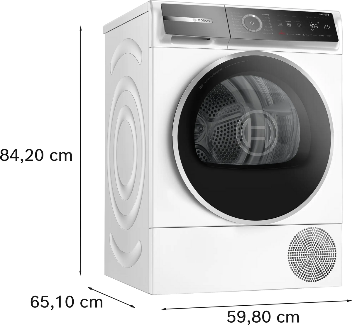 Uscător de rufe Bosch WQB246CNBY, Seria 8, 9 kg, pompă de căldură, alb