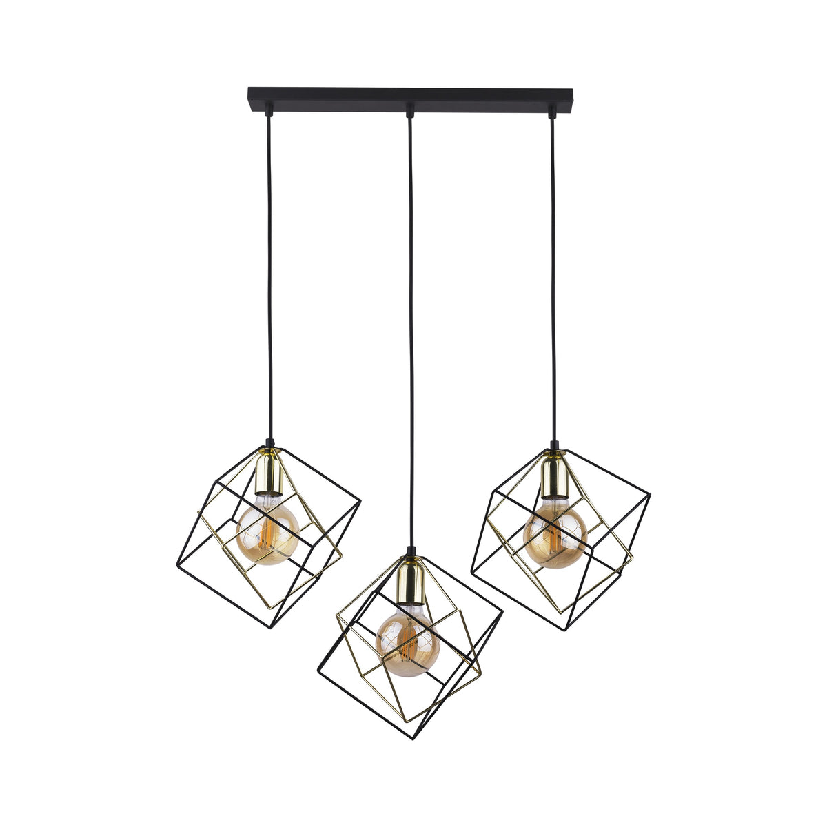 Lustră TK Lighting Alambre 3 Bară, negru, auriu, 3 x E27, 2699