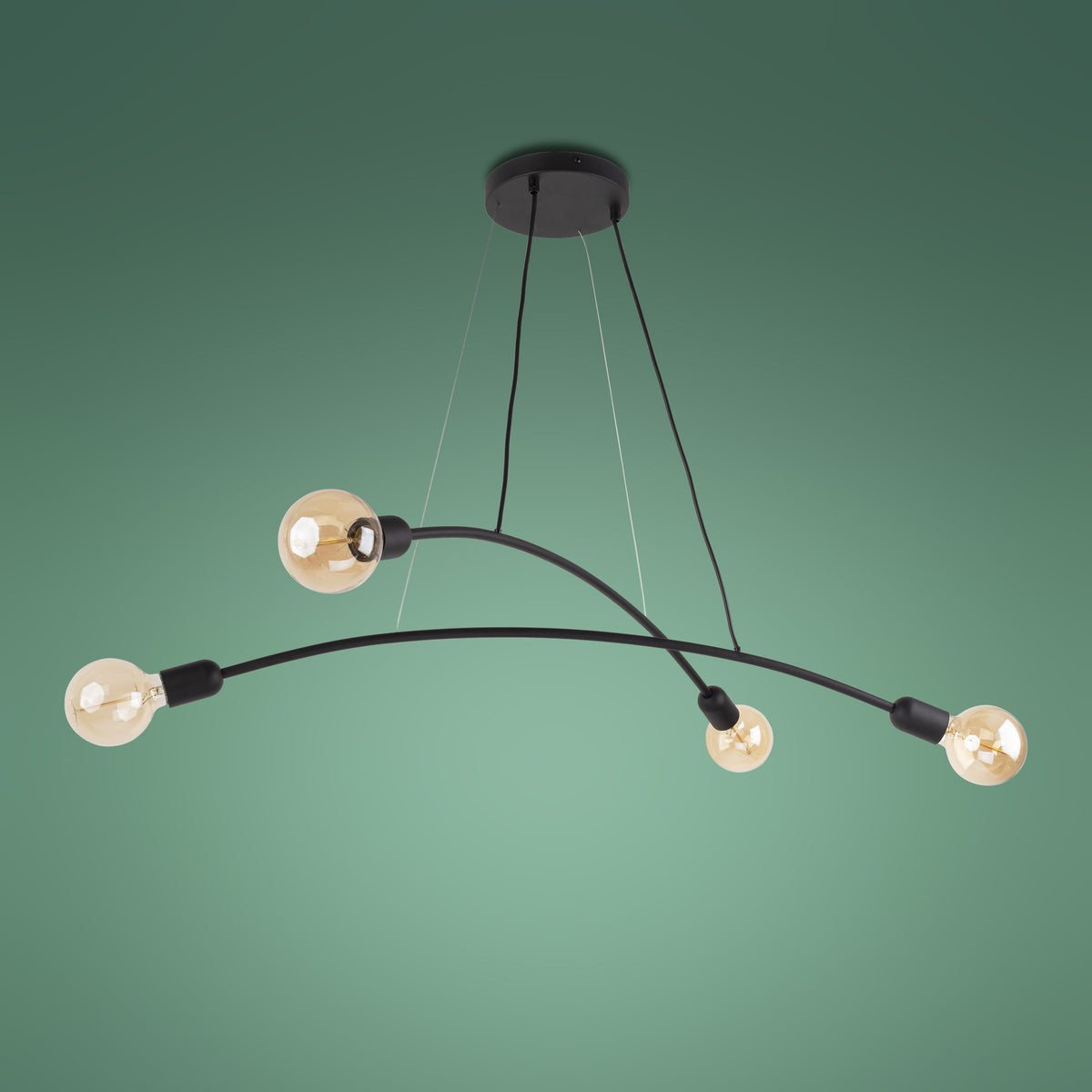 Lampa suspendata Helix neagra 2 brate, 4x E27 15W 2724