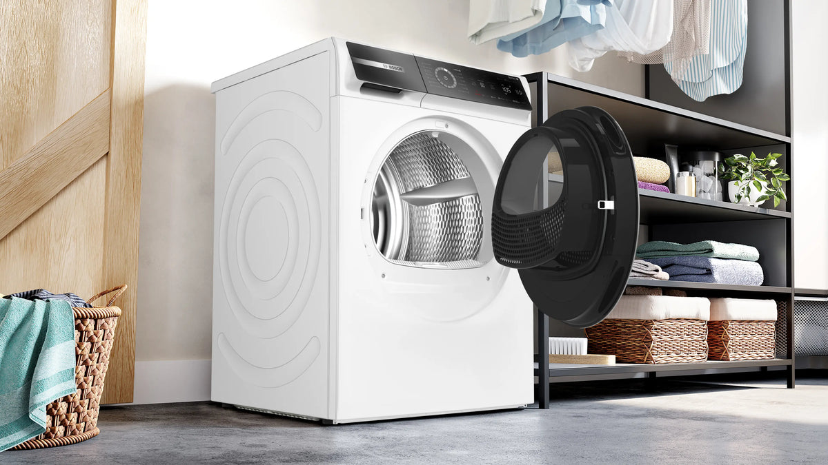 Uscător de rufe Bosch WRB247CNBY, Seria 8, 9 kg, pompă de căldură, alb