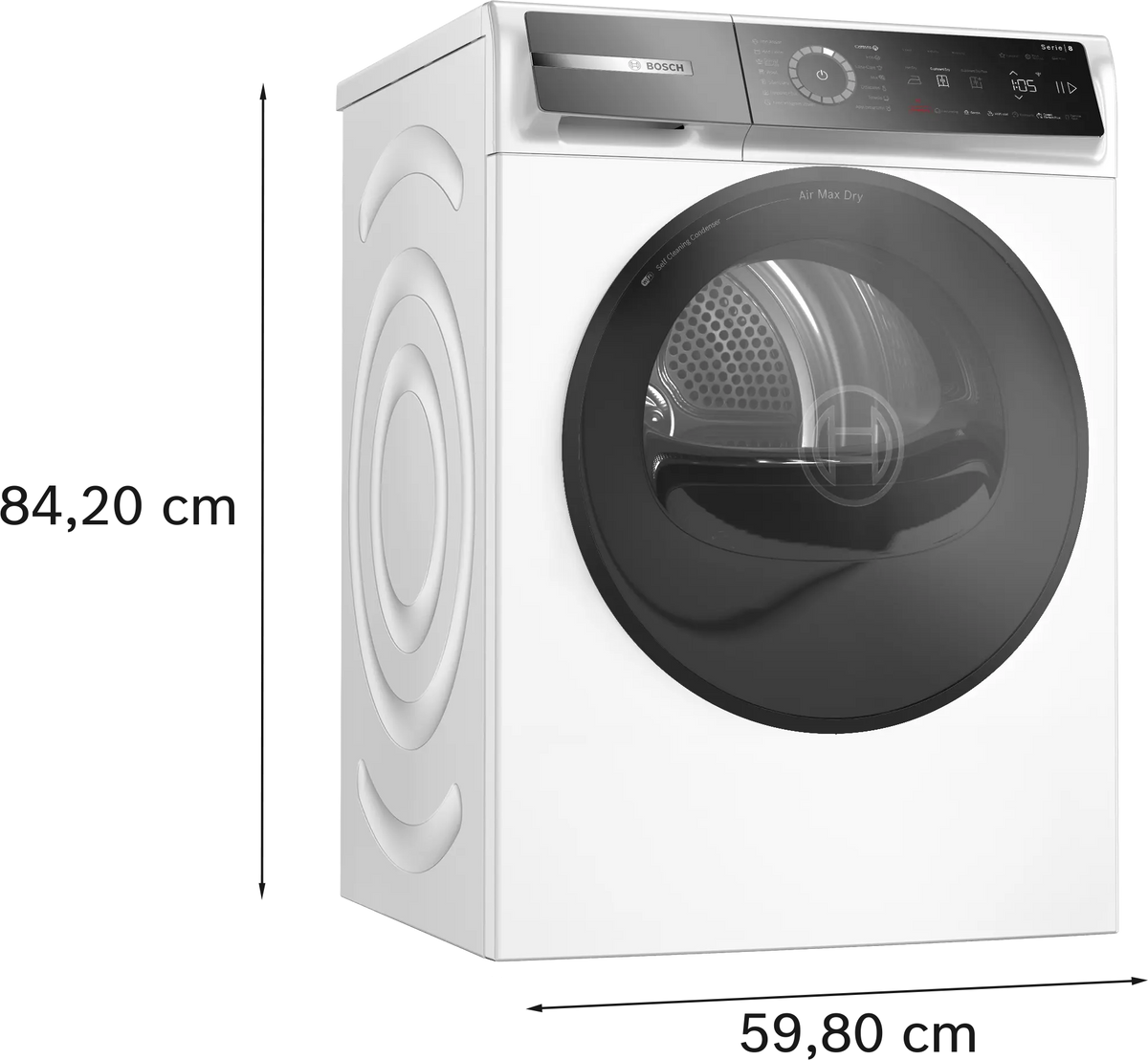 Uscător de rufe Bosch WRB247CNBY, Seria 8, 9 kg, pompă de căldură, alb