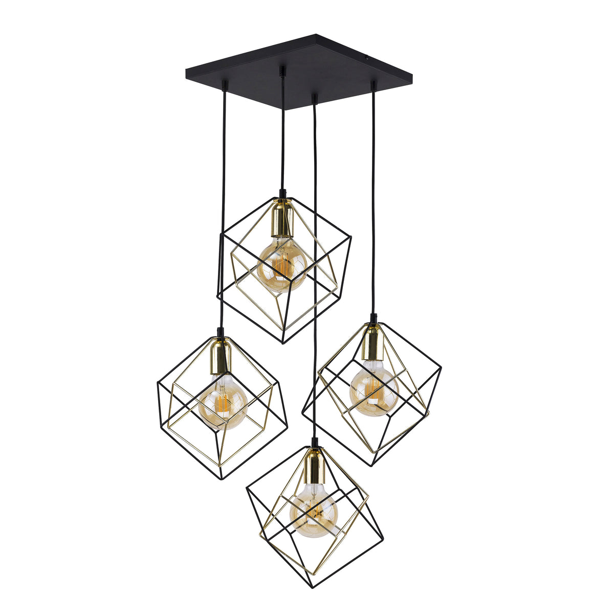 Lustră TK Lighting Alambre 4, negru, auriu, 4 x E27, 2778