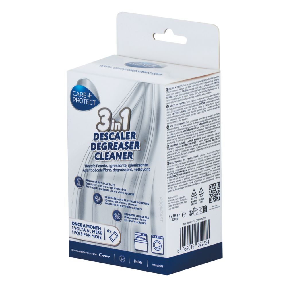 Soluție anticalcar 3 în 1 pentru mașina de spălat rufe și vase Care+Protect CPP0650DW