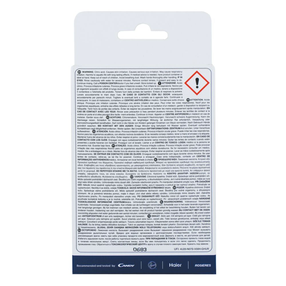 Soluție anticalcar 3 în 1 pentru mașina de spălat rufe și vase Care+Protect CPP0650DW